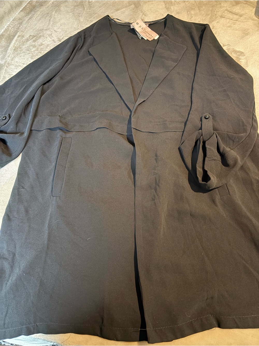 Philosophy Black Open Front Relaxed Jacket